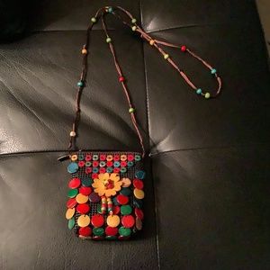 Wooden Buttons Colorful small Purse From Puerto Rico